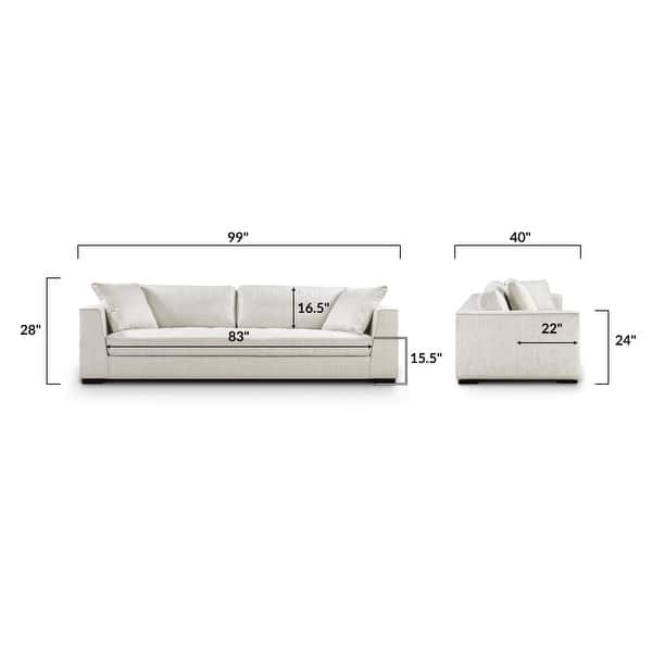 dimension image slide 1 of 3, Poly & Bark Fabric Capri 99" Sofa - Performance Fabric (Stain and Spill Resistant)