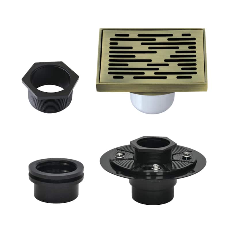 Kingston Brass Watercourse 4-Inch Square Brass Shower Drain