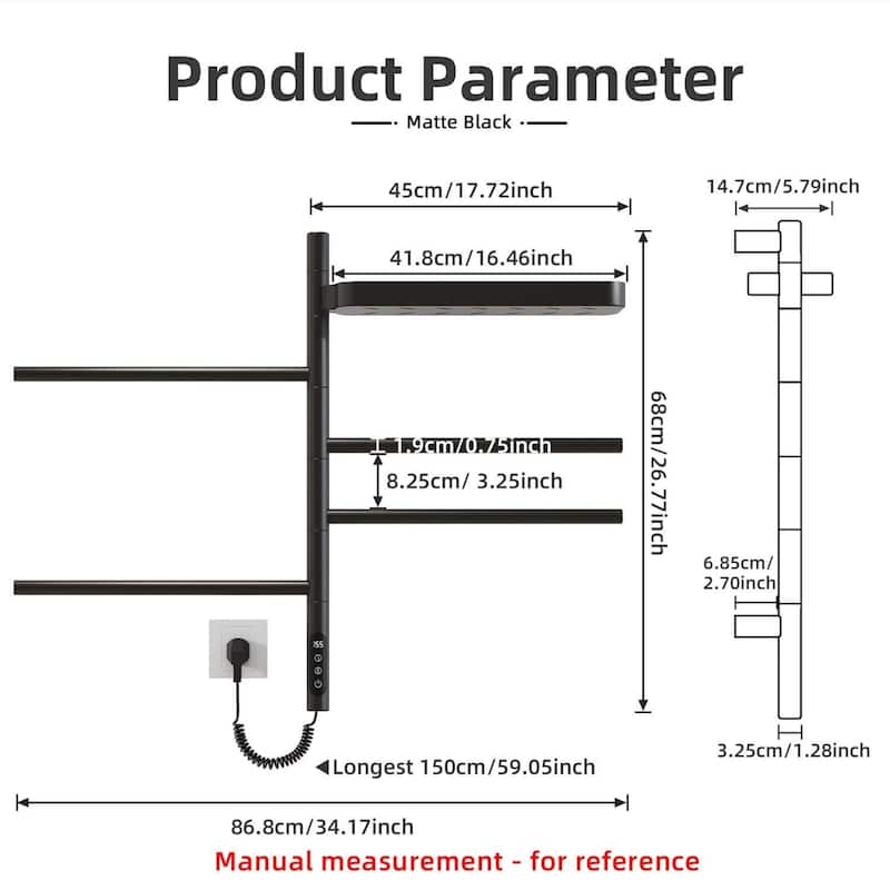 Wall-Mounted Electric Towel Dryer with Swivel Bars