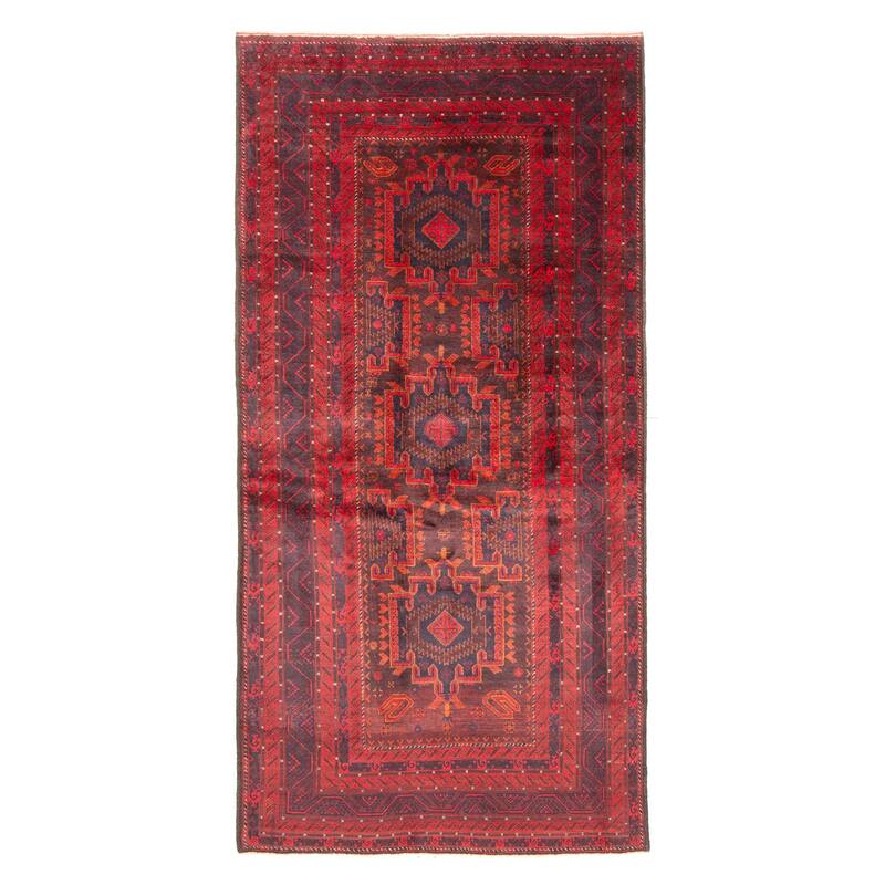 ECARPETGALLERY Hand-knotted Teimani Dark Navy Wool Rug - 4'3 x 9'0