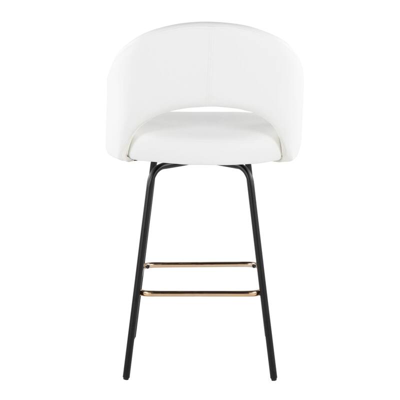 Porch & Den Vika Upholstered 26" Counter Stool with Metal Legs & Square Footrest (Set of 2)