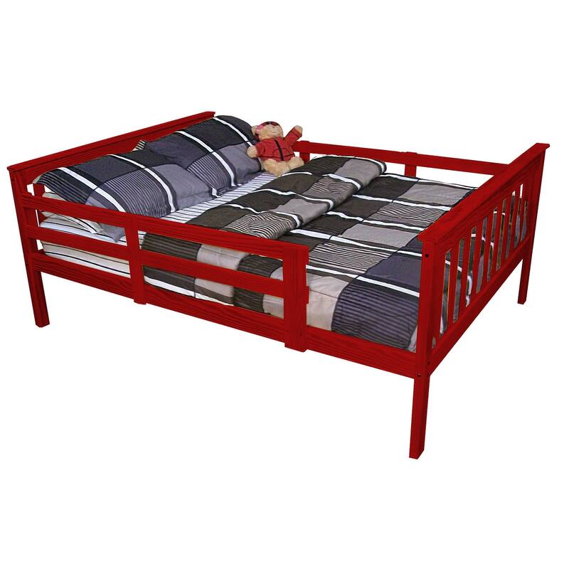 Pine Full Mission Bed with Safety Rails - Tractor Red