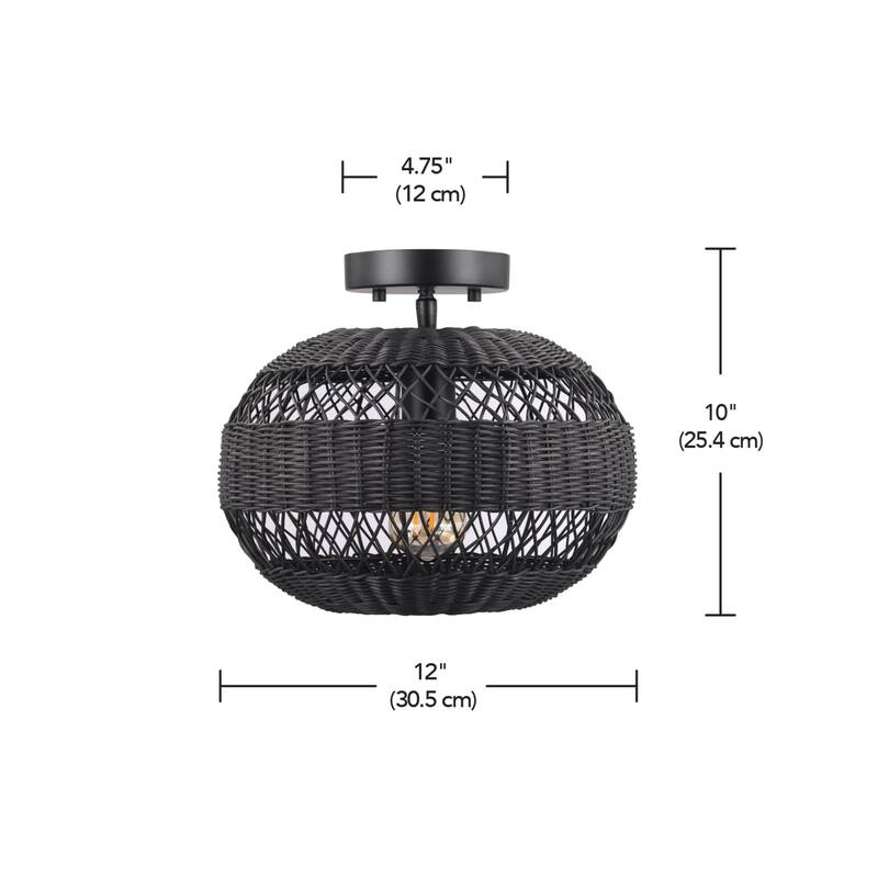 Globe Electric 91005464 Beth 12" Wide Semi-Flush Ceiling Fixture with