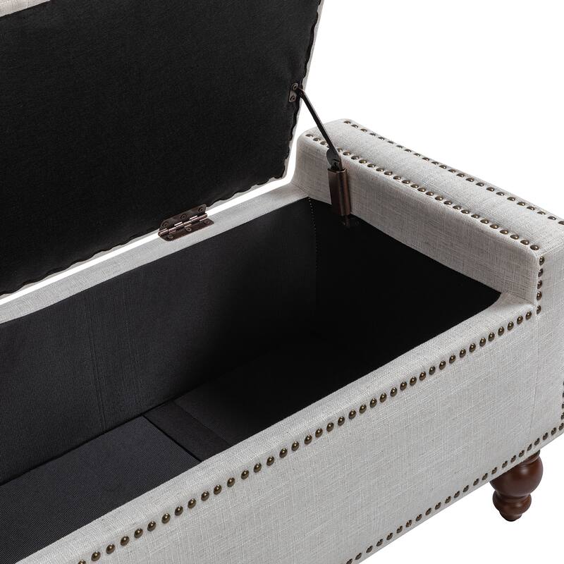 Felix Classic Button-Tufted Storage Bench With Nailhead Trims By HULALA HOME
