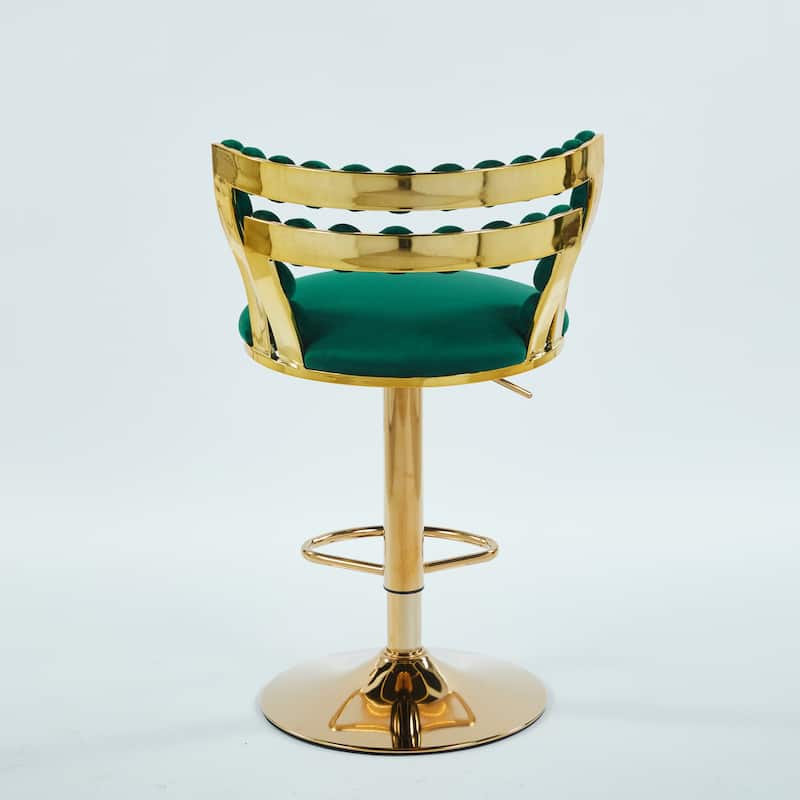 Bar Stools Set of 2, Adjustable Upholstered Bar Stools with Backrest, Dining Chairs with Iron Tube Legs and Footrest