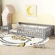 preview thumbnail 29 of 39, Twin Size Pine Wood Floor Bed with Safety Guardrails and Door for Kids Twin - Gray