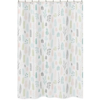 Sweet Jojo Designs Pink And Grey Tropical Leaf Bathroom Fabric Bath Shower Curtain