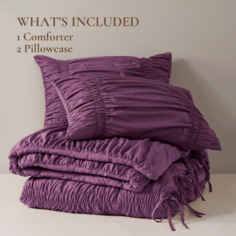 Ultra Soft Purple Queen Comforter Set 3PC Microfiber Bedding with 2 Shams