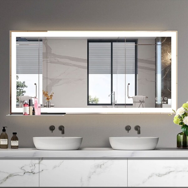 Modern Large Bathroom LED Vanity Mirror Adjustable Lights Wall