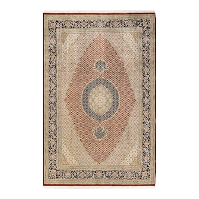 Overton Hand Knotted Wool Traditional Oriental Orange Area Rug - 6' x 9'