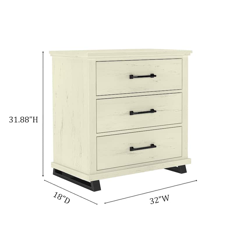 Contemporary 32" Wide Nightstand with 3 Drawers