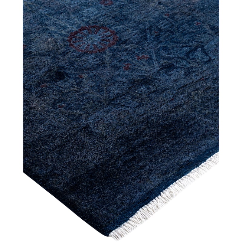 Overdyed One-of-a-Kind Hand-Knotted Runner Rug - Navy - 2' 6" x 12' 3"