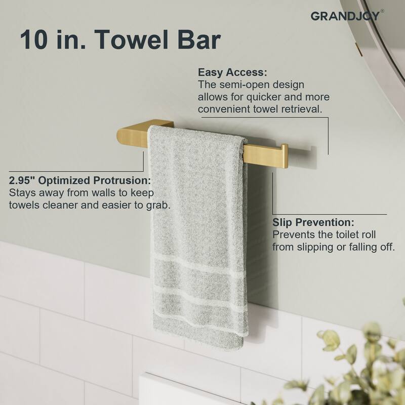GRANDJOY 4-Piece Towel Rack for Bathroom Towel Bars Hardware Set in Stainless Steel