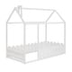 preview thumbnail 1 of 60, Kids Wood Bed, House Bed Frame with Fence-Shaped Guardrails for Teens Girls Boys, Slats are not Included
