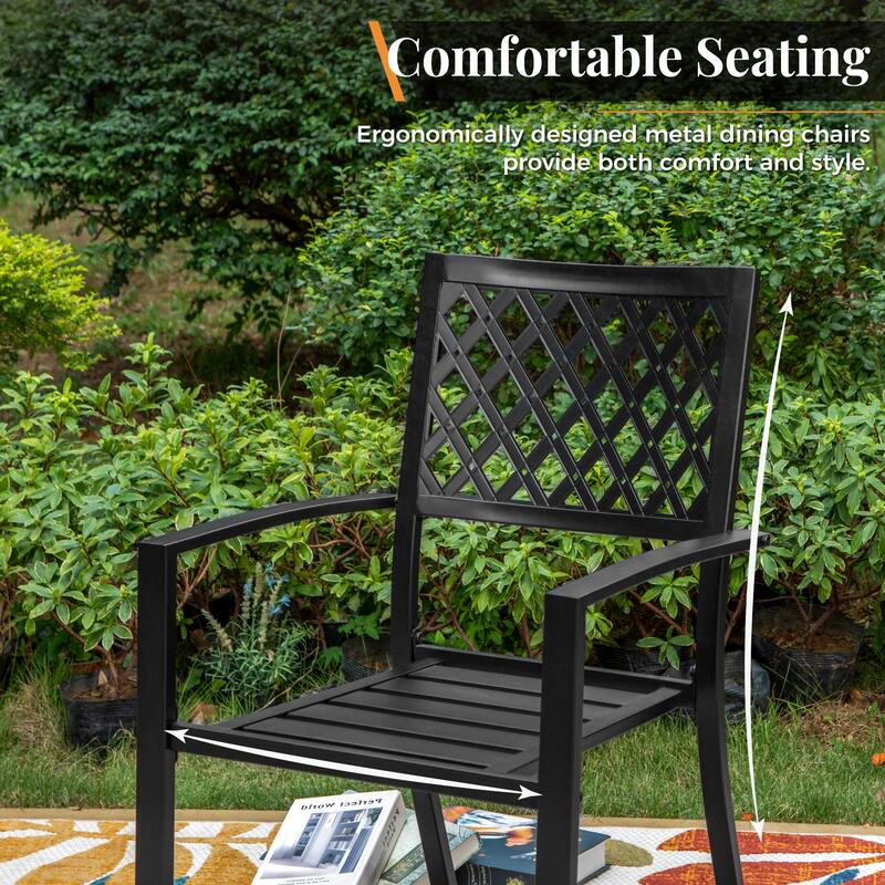 MAISON ARTS 3-Piece Umbrella Base Table & 2 Stackable Chairs Patio Bistro Set