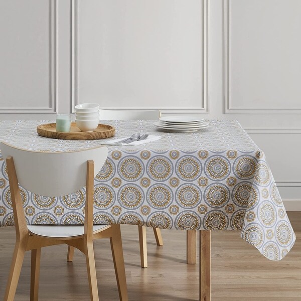 Ava Floral Jacobean Printed Vinyl Indoor/Outdoor Tablecloth Bed Bath