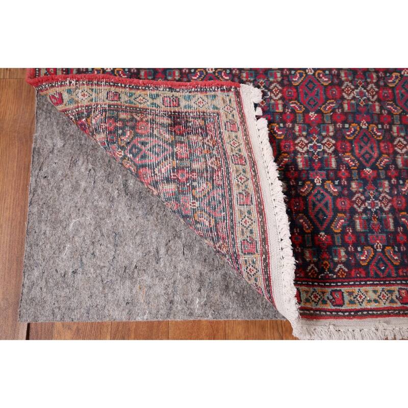 Geometric Bidjar Persian Vintage Runner Rug Hand-Knotted Wool Carpet - 3'6" x 12'2"