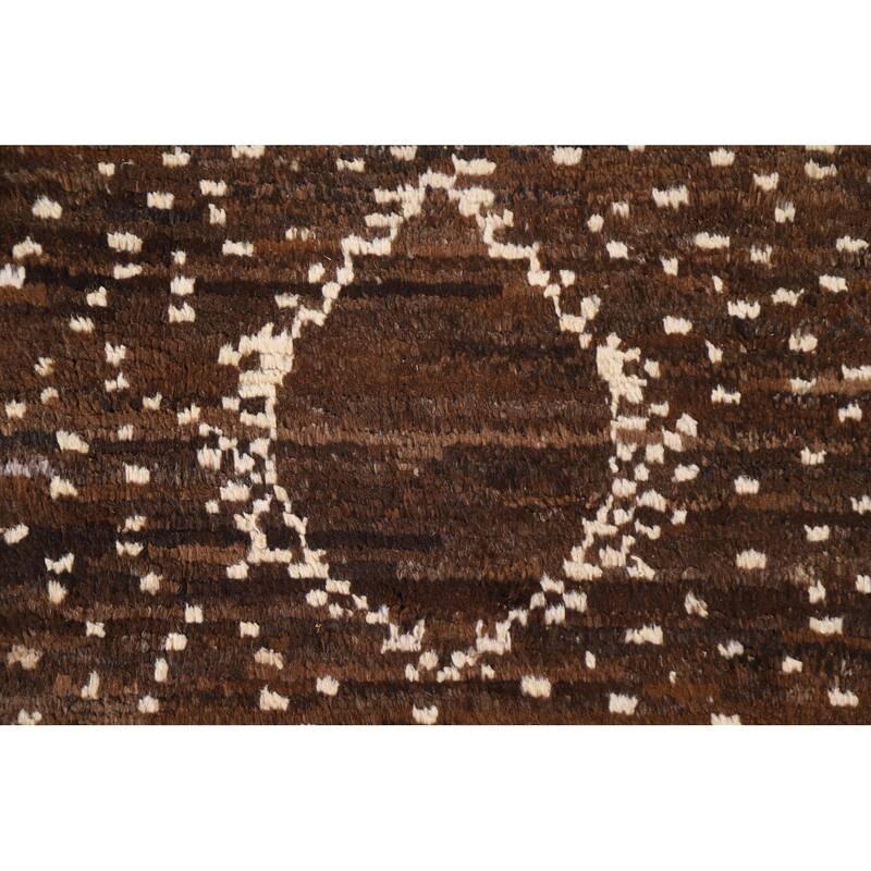 Hand Knotted Oriental 100% Wool Carpet Tribal Tribal Brown Moroccan Area Rug - 7' 10'' X 5' 7''