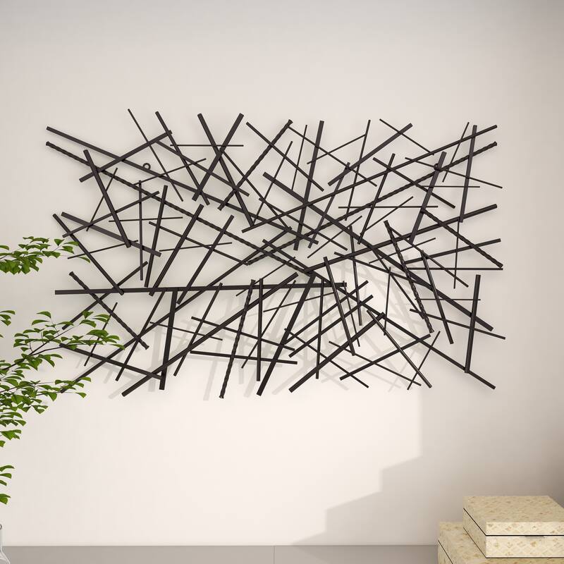 Metal Geometric Overlapping Lines Home Wall Decor - Dark Gray - Roche River Decor
