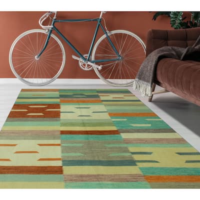 Hand-Woven Winchester Kilim Nazgul Ivory/Rust Rug - 5'2" x 6'8"