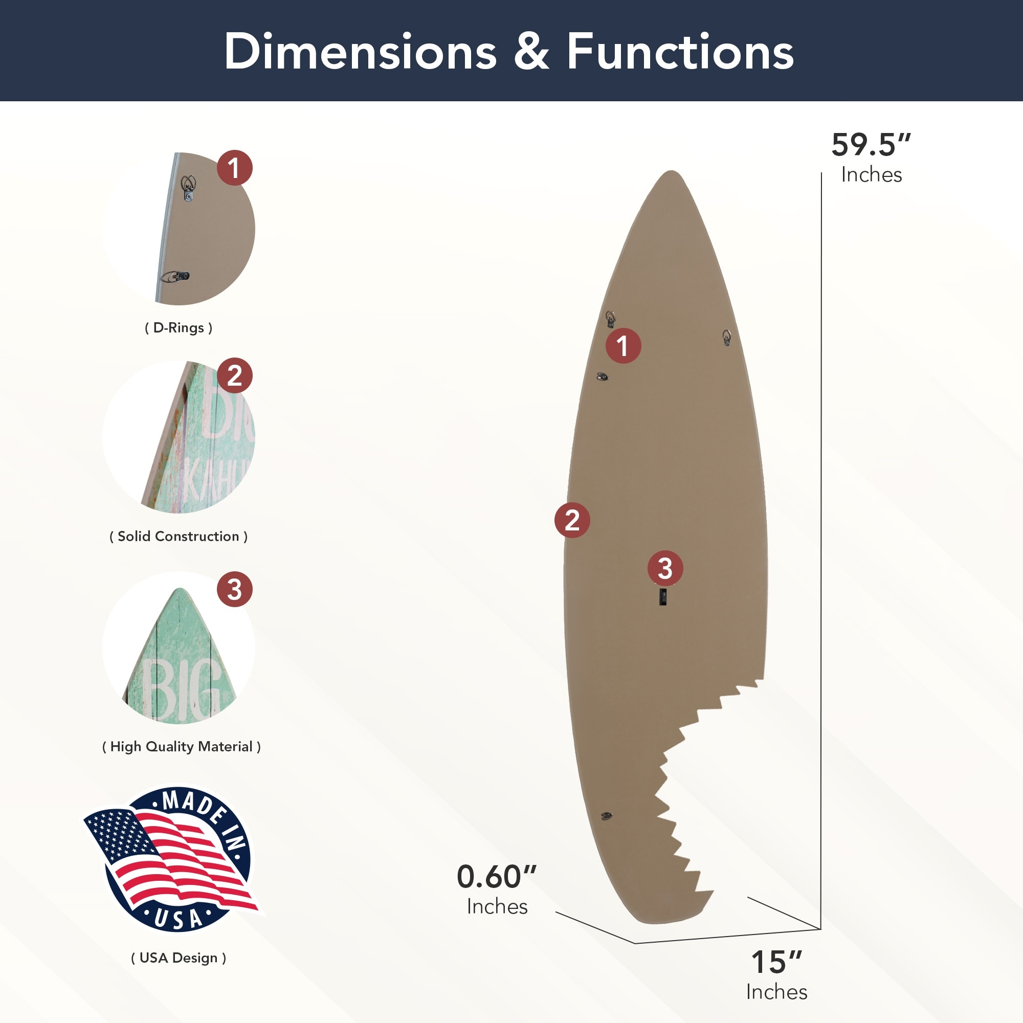 Big Kahuna Surf Club Shark Bite Wood Surfboard Plaque Wall Big Kahuna Surf Club Shark Bite Wood Surfboard Plaque Wall