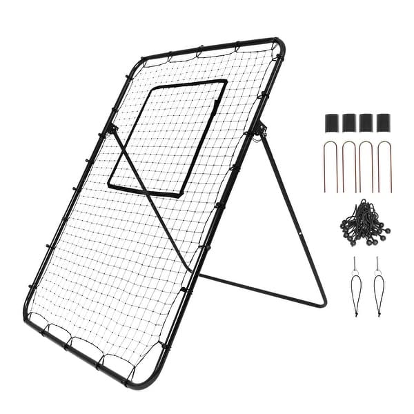 slide 2 of 11, 4x6 Feet Black Baseball and Softball Rebounder Net Pitch with Back Adjustable Angles