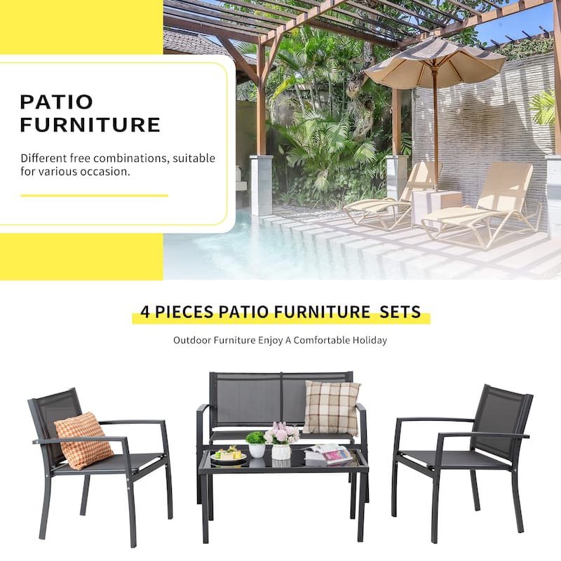 Futzca 4-Piece Outdoor Patio Furniture Set, Textilene Bistro Patio Set