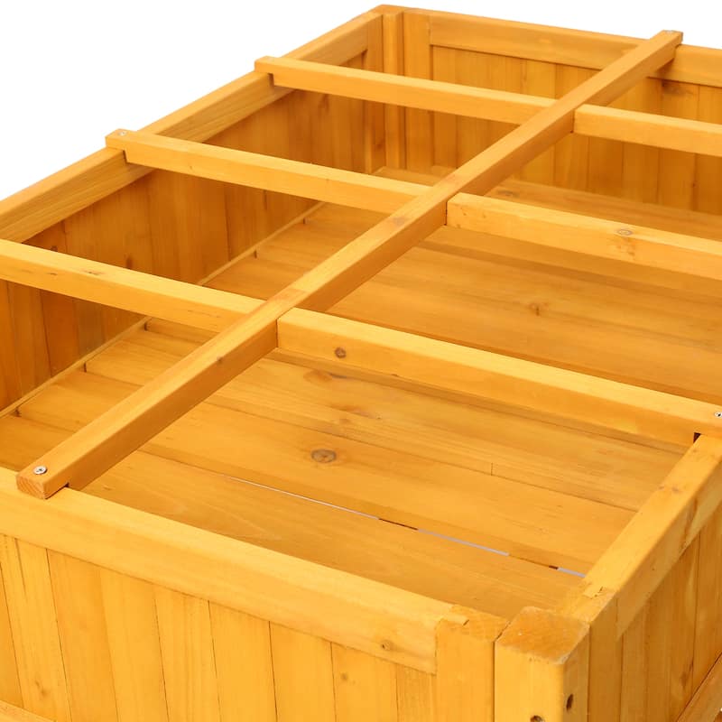8-Pocket Wood Herb Garden Bed, Mobile Design with Wheels, Drainage