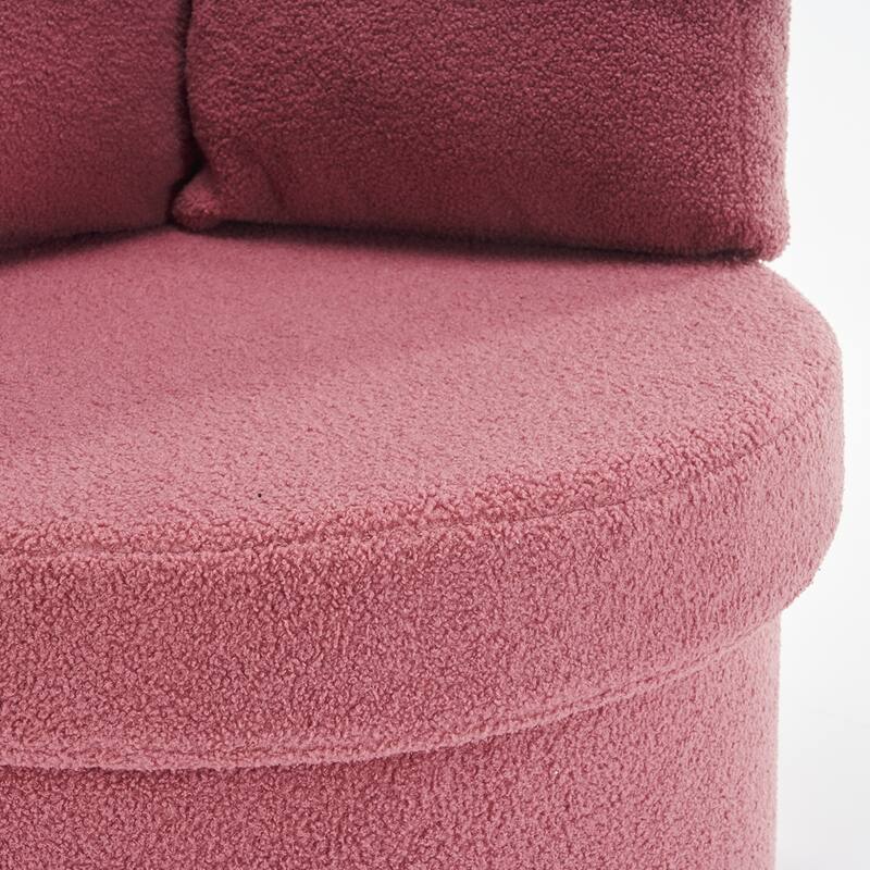 Teddy Fabric Swivel Storage Chair With Back Cushion
