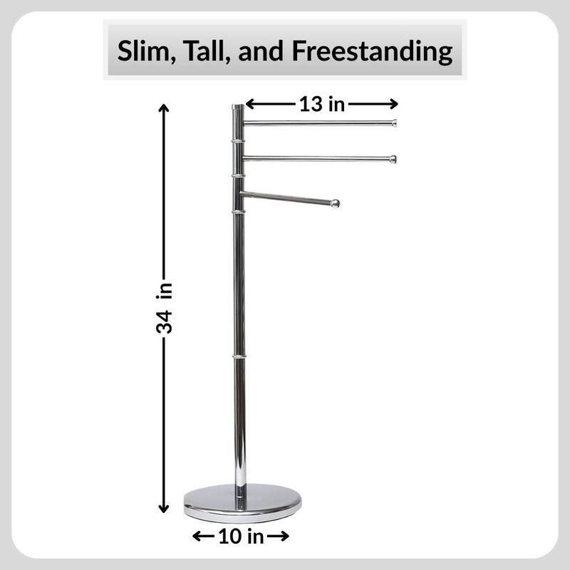 Freestanding 3-Arm Towel Rack in Stainless Steel - 19 L x 10 W x 34 H