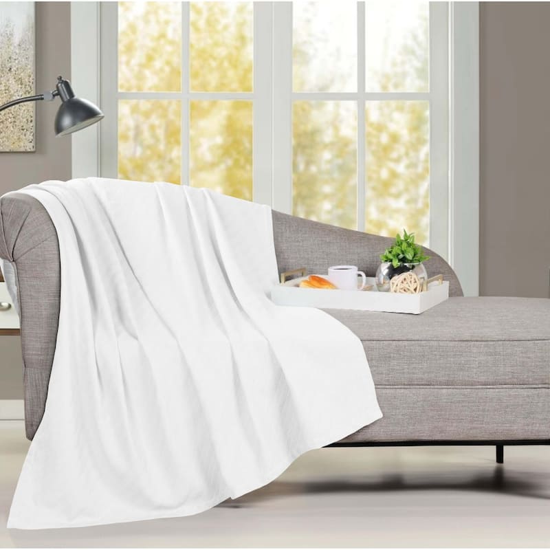 Superior Milan Cotton Textured Striped Lightweight Woven Blanket