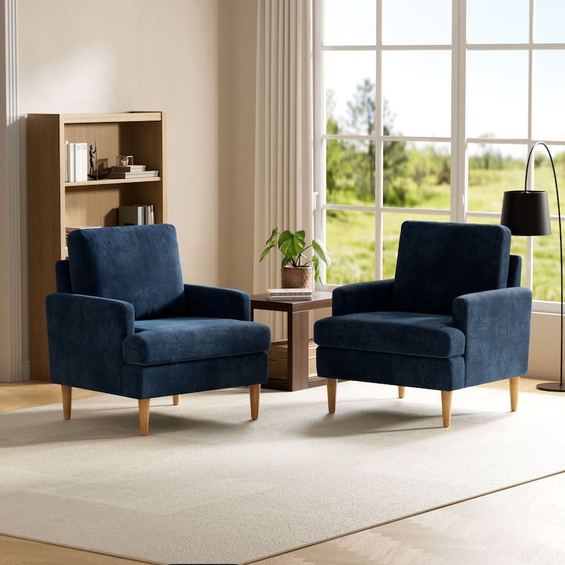 set of 1 Accent Chair for Bedroom Living Room with Wood Legs