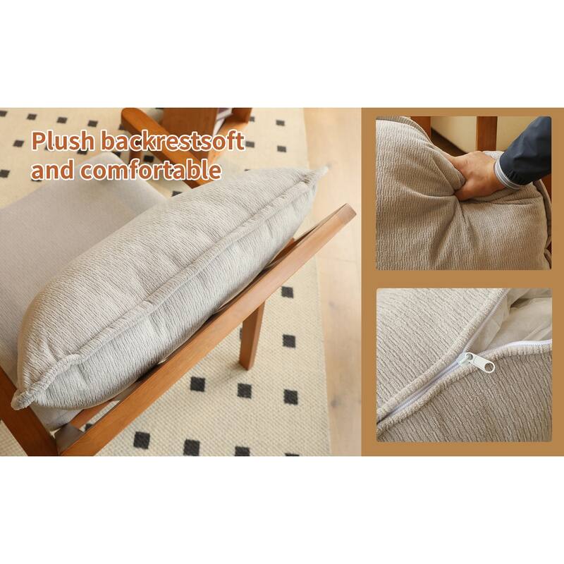 Accent Chair with Solid Wood Frame, Living Room Chair with Soft Fabric Cushion, Cozy Bedroom Chair, Comfy Armless Reading Chair