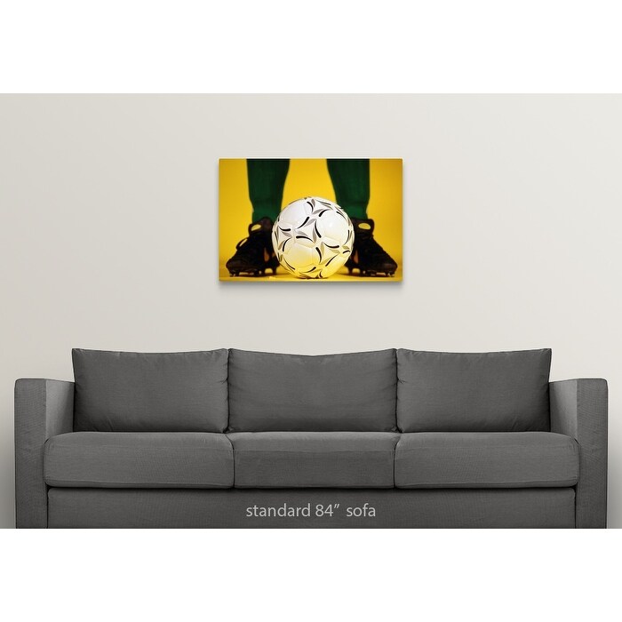 Shop Premium Thick Wrap Canvas Entitled Soccer Ball At Feet