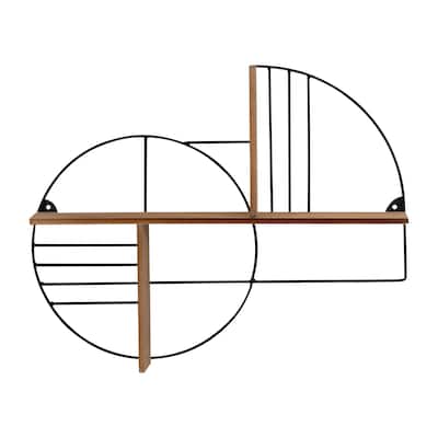 Sagebrook Home Neutral Metal/wood Natural 24" Modern Circles Wall Shelf - 24" x 4" x 19"