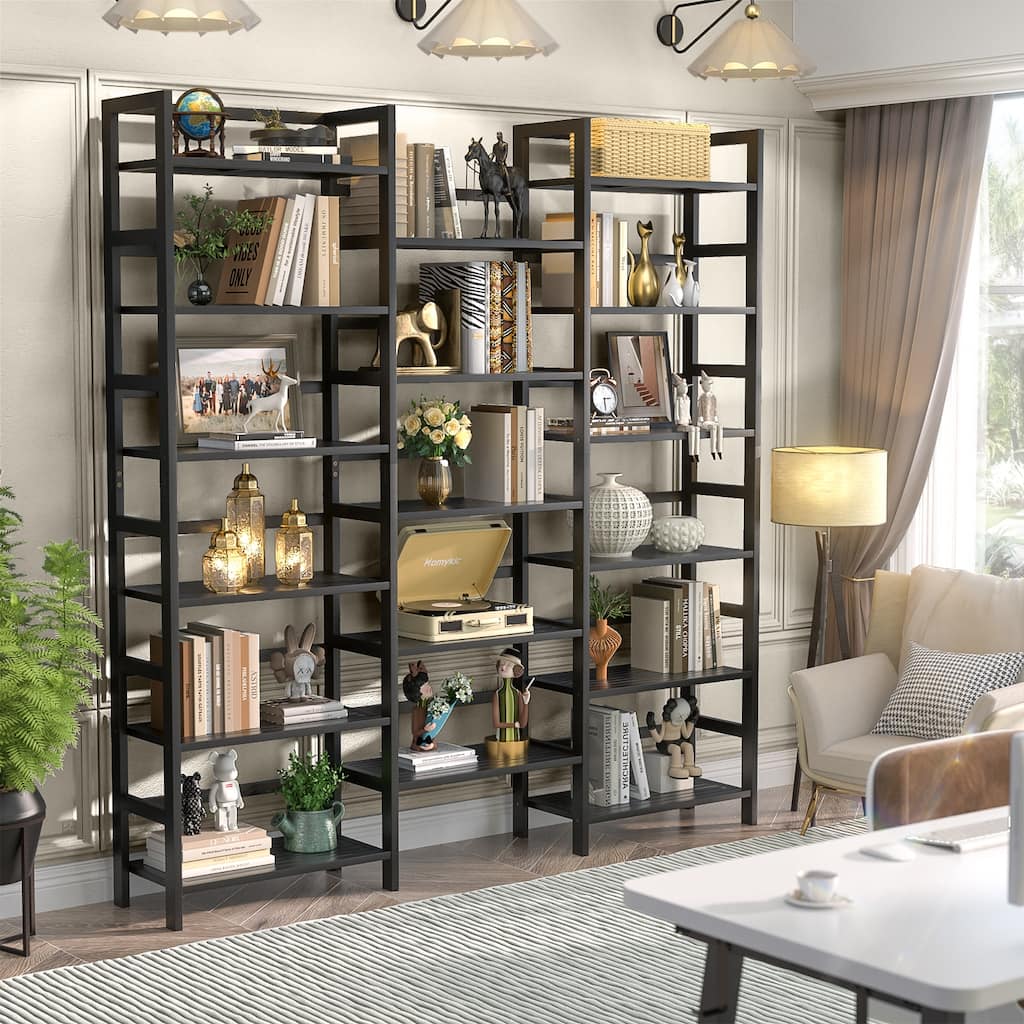 6-Tier Solid Bamboo Bookcase,Large Freestanding Open Bookshelf with 17 Display Shelves,Easy To Assemble