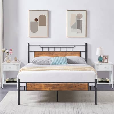 Taomika Mid Century 3-Pieces Bed and Nightstands Sets