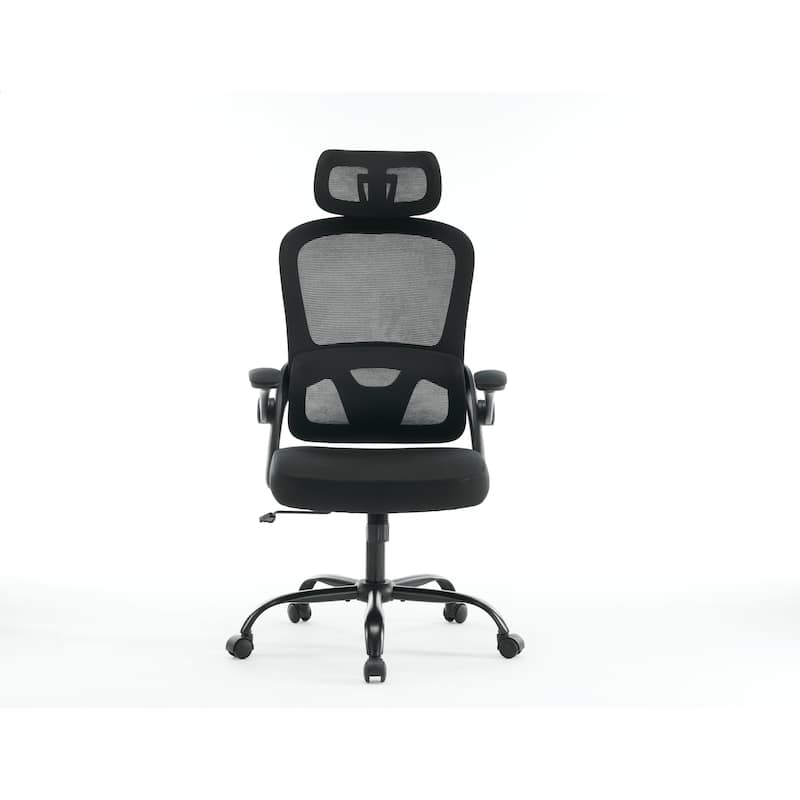 Ergonomic Mesh Office Chair,High Back Desk Chair with 3D Armrests,Swivel Computer Task Chair with Adjustable 2D Headrest - Black