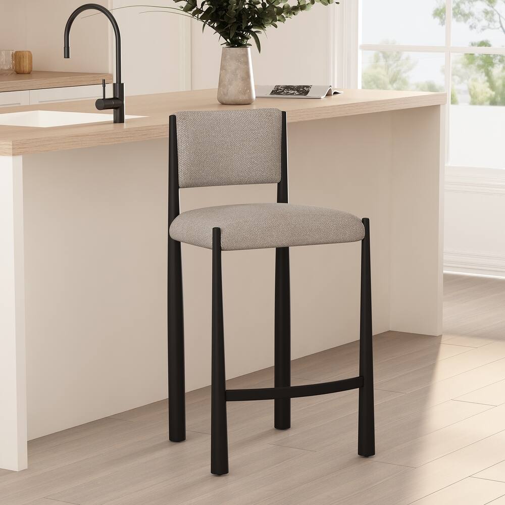 Manhattan Comfort Lennor Boucle Metal Counter Stool