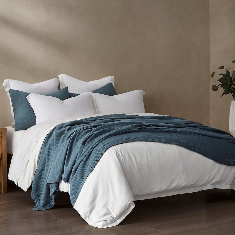 HiEnd Accents 100% Cotton Voile Muslin Gauze Soft and Lightweight 3 Piece Blanket Set