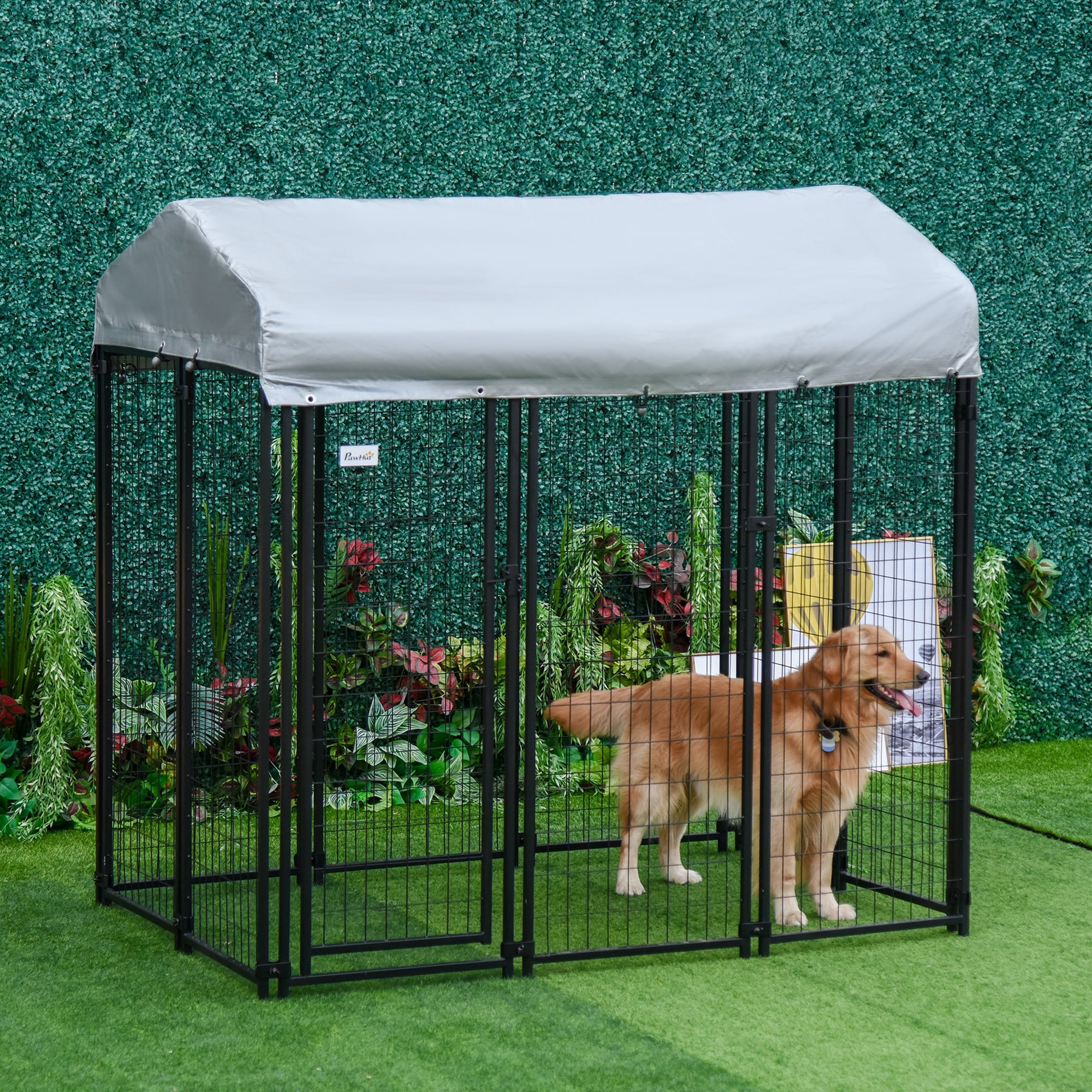 https://ak1.ostkcdn.com/images/products/is/images/direct/7e0ddb267749b55317f07072d3ddd1c1f3c94498/Pawhut-Large-Outdoor-Dog-Kennel-Galvanized-Steel-Fence-with-UV-Resistant-Oxford-Cloth-Roof-%26-Secure-Lock.jpg