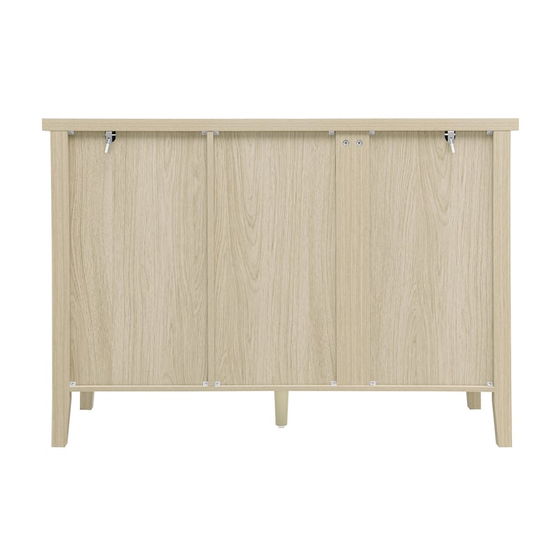 Buffet Cabinet with 2 Embossed Doors, Kitchen Wooden Storage Cabinet, Accent Cabinet with 3 Drawers & Adjustable Shelves