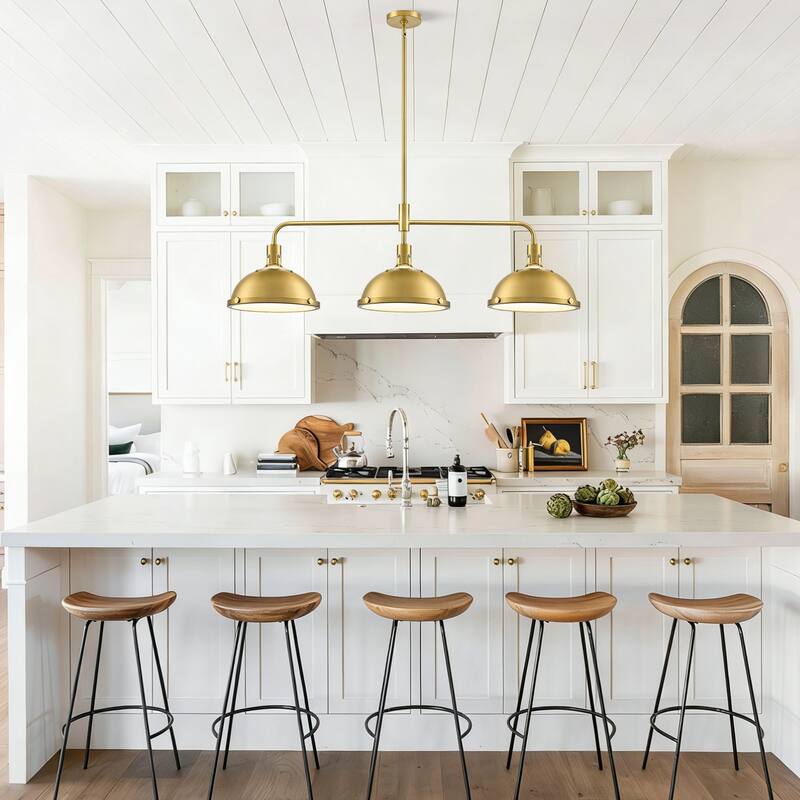 3-Light Farmhouse 3-Light Dome Chandelier Metal Pendant Light - Large Dome Pendant