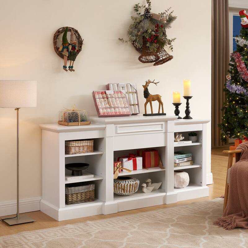 Media Console Table with Large Storage Cabinet