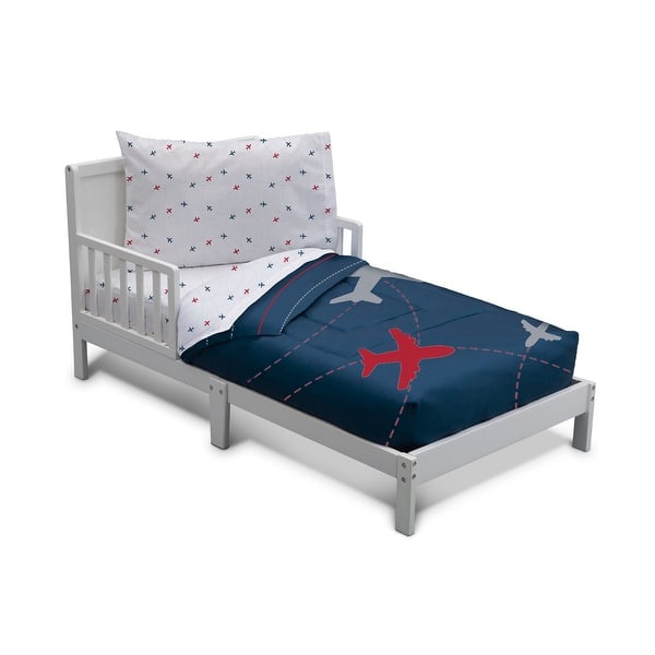 slide 2 of 20, Boys 4-Piece Toddler Bedding Set White