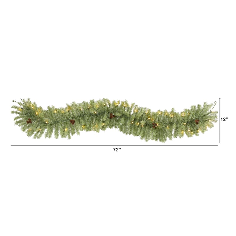 6' Christmas Pine Garland with 50 Warm White LED Lights