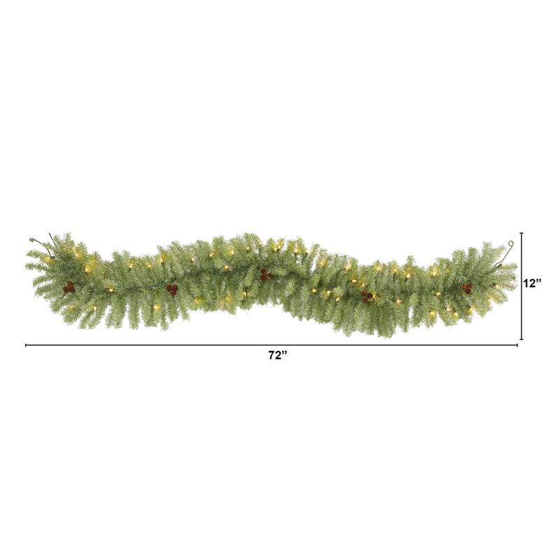 6' Christmas Pine Garland with 50 Warm White LED Lights On Sale Bed