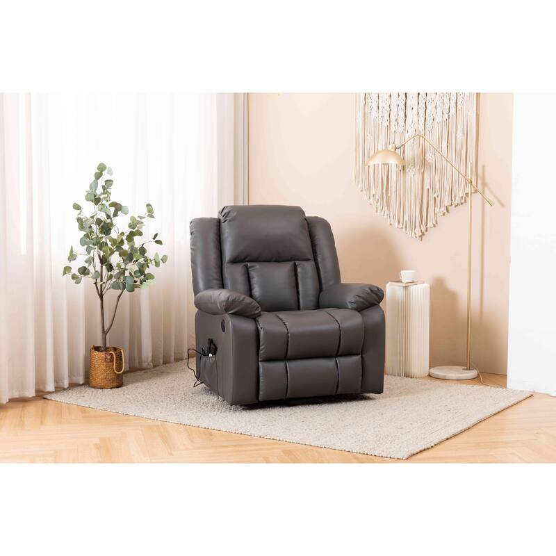 Faux Leather Power Lift Recliner Chair, Heat and Massage by Remote Control