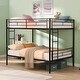 preview thumbnail 2 of 9, Black Full over Full Metal Bunk Bed with Ladder, No Box Spring Needed
