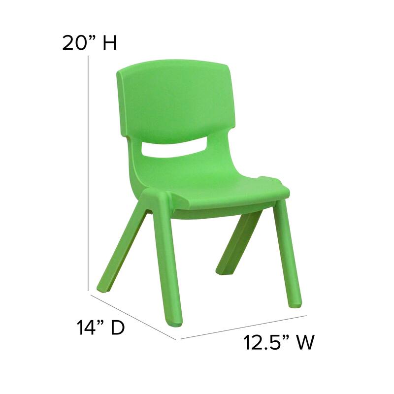 2 Pack Plastic Stackable Preschool Chair with 10.5" Seat Height - 14"D x 12.5"W x 20"H
